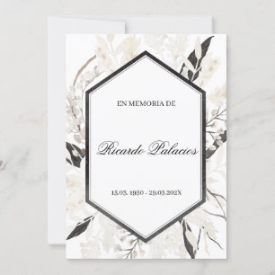 black boho obituary spanish invitation