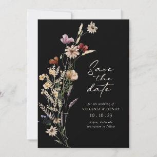 Black Boho Save The Date Flat Card