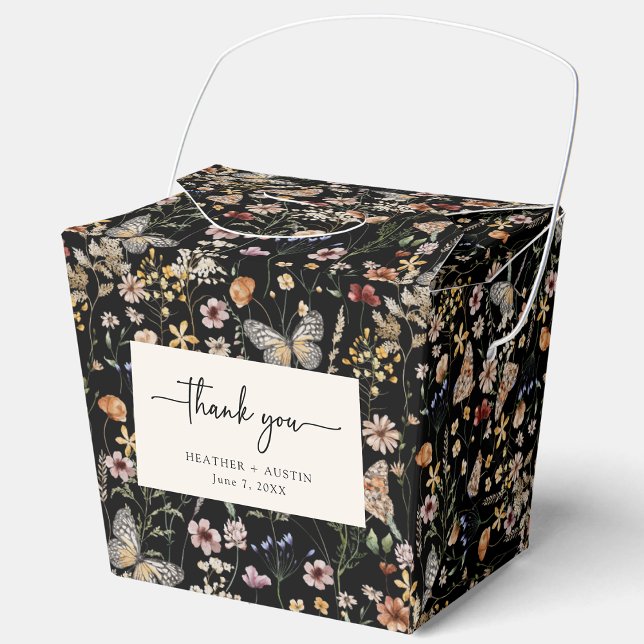 Black Boho Wedding Favour Box (Black Boho Wildflower Wedding Favor Box by Painted Paperie
)
