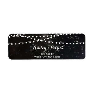 Black Bokeh String of Lights Address Label