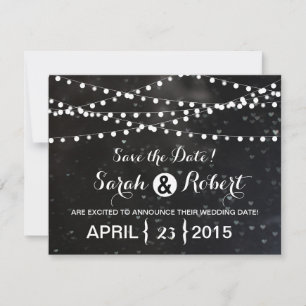 Black Bokeh String of Lights Save the Date