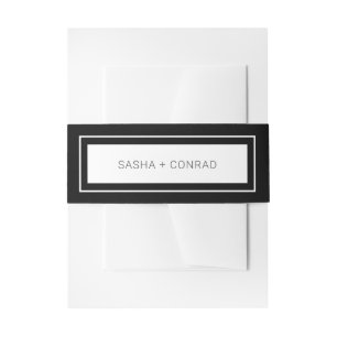Black Bold Border Modern Wedding Invitation Belly Band