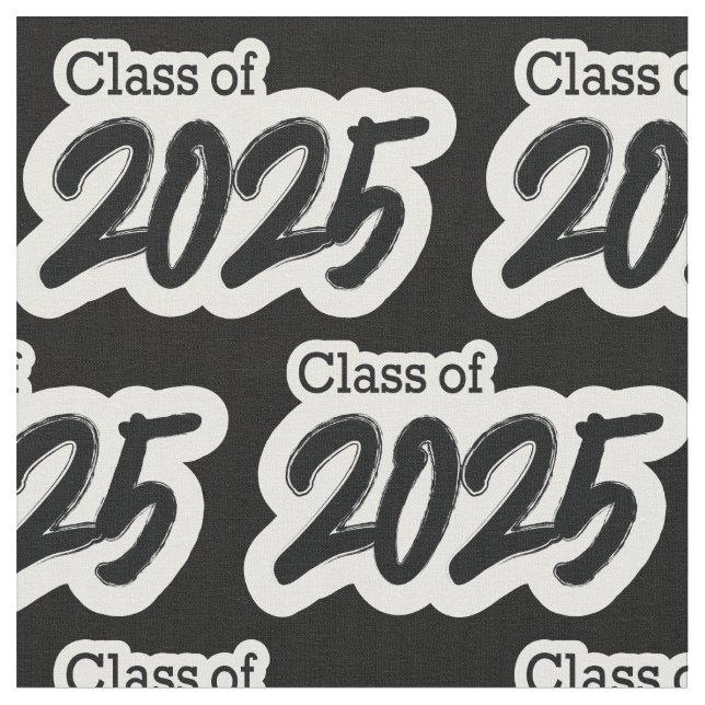 Black Bold Brush Class of 2025  Fabric (Close Up)