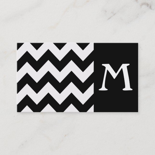 Black Bold Chevron Monogram Business Card (Front)