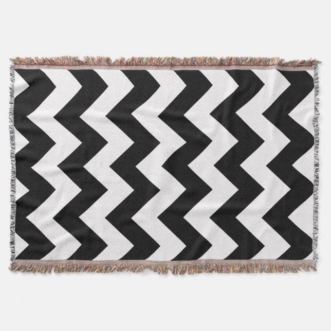 Black Bold Chevron Throw Blanket (Front)