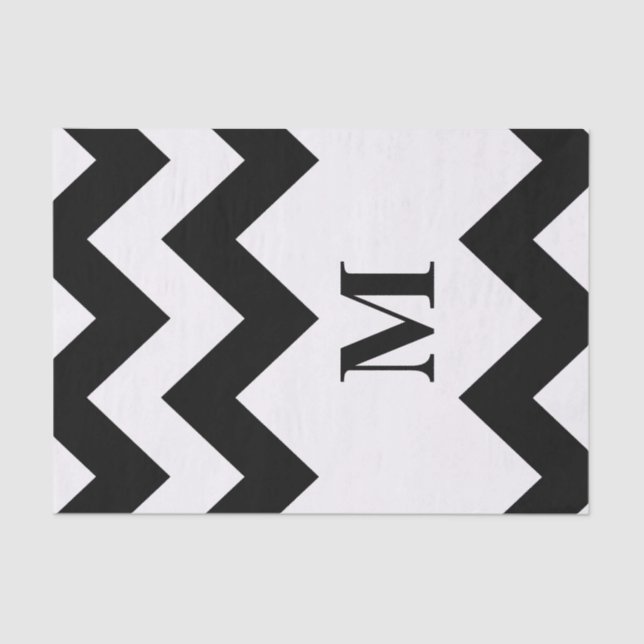 Black Bold Chevron with monogram Tissue Paper (Front)