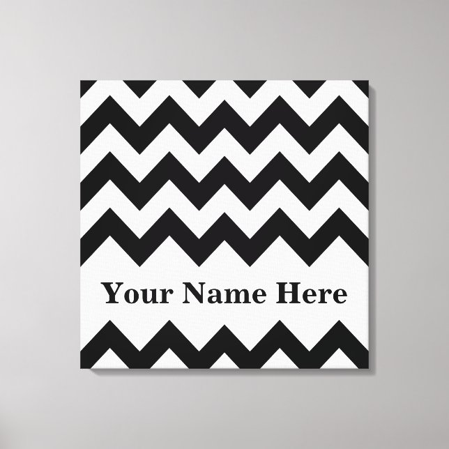 Black Bold Chevron with name at Emporio Moffa Canvas Print (Front)