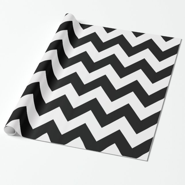 Black Bold Chevron Wrapping Paper (Unrolled)