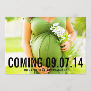 Black Bold Custom Text Pregnancy Announcement