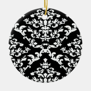 Black Bold Damask at Emporiomoffa Ceramic Tree Decoration