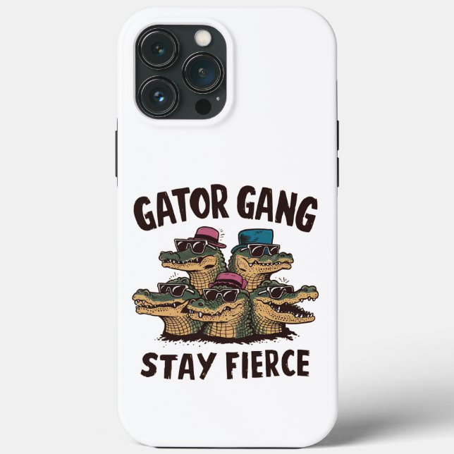 Black Bold Gator Gang iPhone 13 Pro Max Cases (Back)