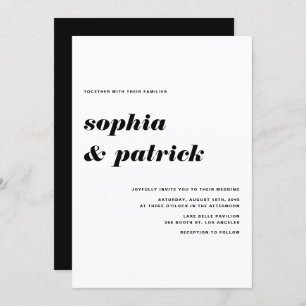 Black Bold Italic Retro Typography Wedding Invitation