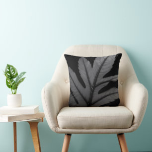 Black Bold Leaf Design  Cushion