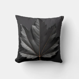 Black Bold Leaf Design  Cushion