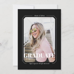 Black Bold Minimalist Modern Graduation Photo Announcement