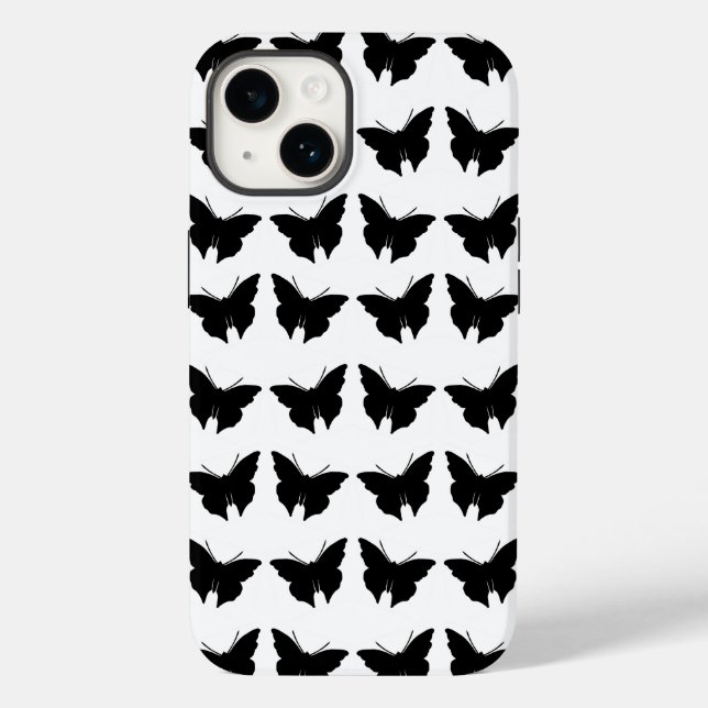 Black Bold Mod Butterflies Case-Mate iPhone Case (Back)