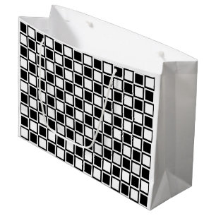 Black Bold Mod Squares Large Gift Bag