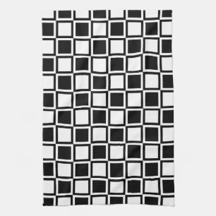 Black Bold Mod Squares Tea Towel