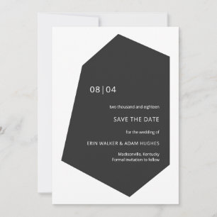 Black Bold Modern Minimal Initials Geo Gemstone Save The Date