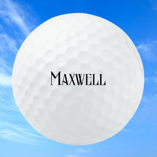 Black Bold Modern Minimalist First or Family Name Golf Balls