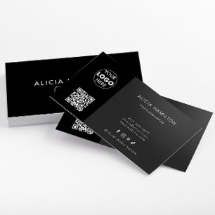 Black & Bold   QR Code & Logo   Sleek, Modern Business Card