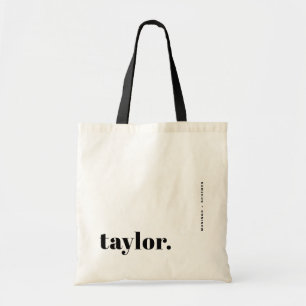 Black Bold Retro Typography Personalized Tote Bag