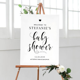 Black Bold Script Baby Shower Welcome Poster
