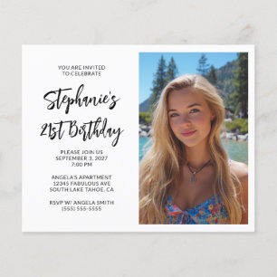 Black Bold Script Minimalist Photo 21st Birthday Flyer