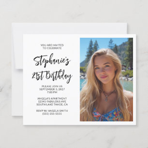 Black Bold Script Photo 21st Birthday