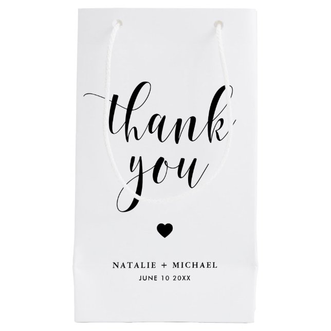 Black Bold Script Wedding Thank You Gift Bag (Front)