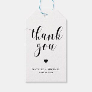Black Bold Script Wedding Thank You Gift Tag