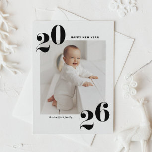 Black Bold Typography 2025 New Year Photo Holiday Postcard