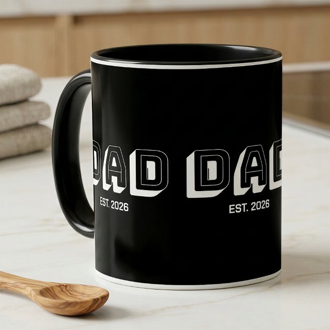 Black Bold Varsity Established Dad Mug (Creator Uploaded)