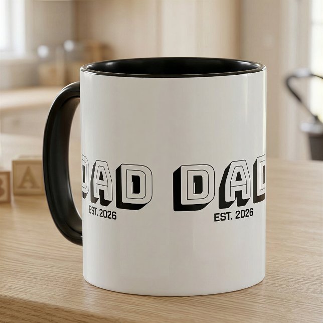 Black Bold Varsity Established Dad Mug (Creator Uploaded)