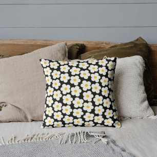 Black Bold Y2K Wildflower Vibrant Colours Spring Cushion