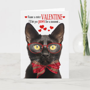 Black Bombay Cat Feline Humour Valentine's Day Holiday Card