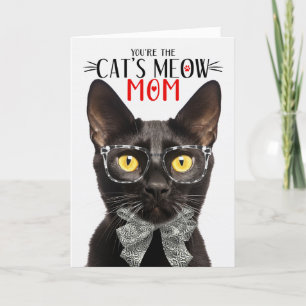 Black Bombay Cat for Pet Mum on Mother's Day Holiday Card