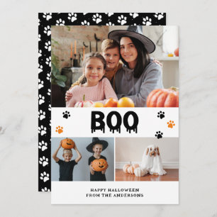 Black Boo Pet Photo Happy Halloween Card