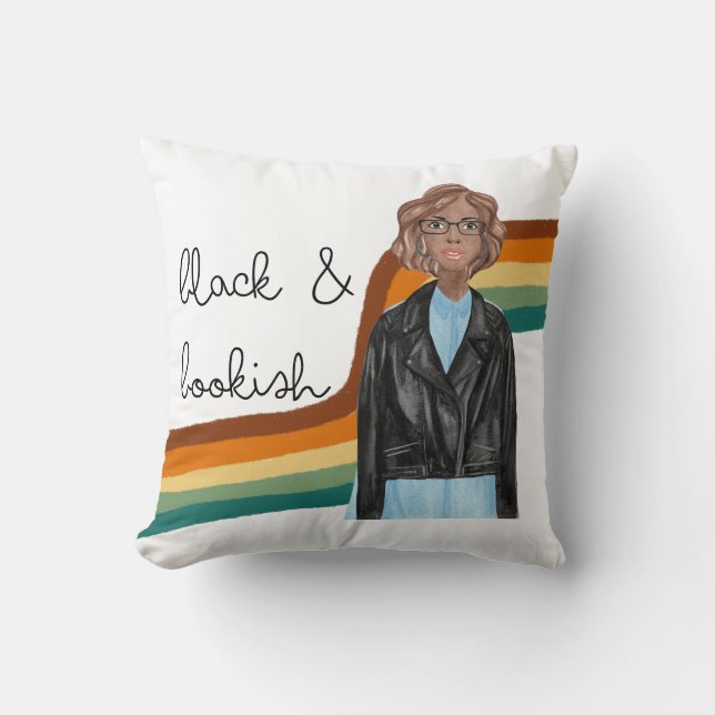 Black Book Lover Girl With Glasses Cushion (Front)