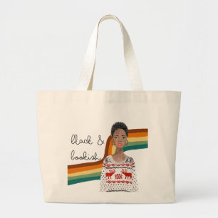 Black Book Lover with Short Hair Large Tote Bag