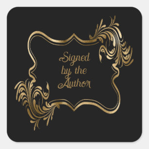 Black book plate square sticker