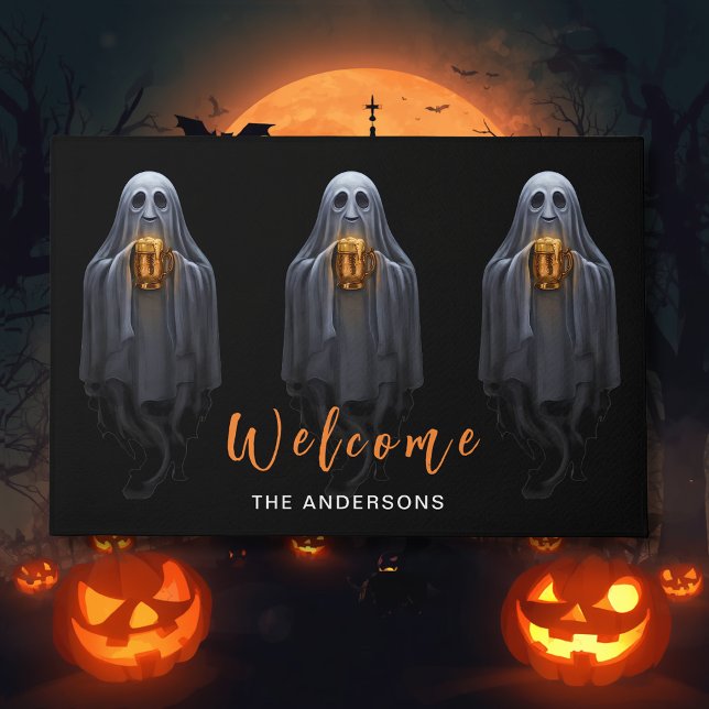 Black Boos & Brews Ghost Halloween Doormat (Creator Uploaded)
