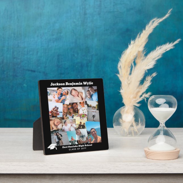 Black Border 14 Overlapping Photos Graduate Plaque (Insitu)