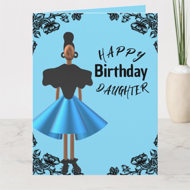 Black Border African American Daughter Birthday  Card (Front)