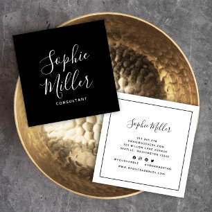 Black Border Calligraphy Script Social Media Square Business Card