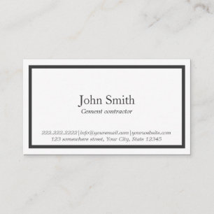 Black Border Cement Contractor Business Card