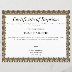 Black Border Certificate of Baptism