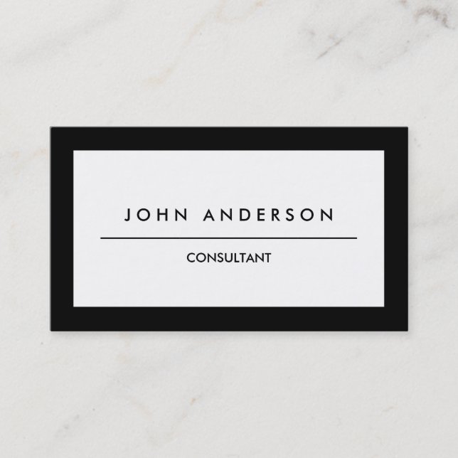 Black Border, Classic, Simple, Two-Sided Business Card (Front)