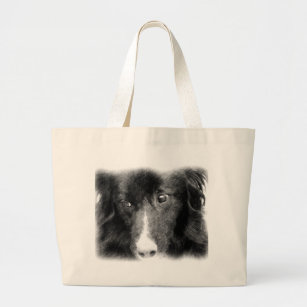 Black Border Collie Animal Art Tote Bag