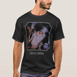 Black Border Collie Dog Face Abstract Art T-Shirt